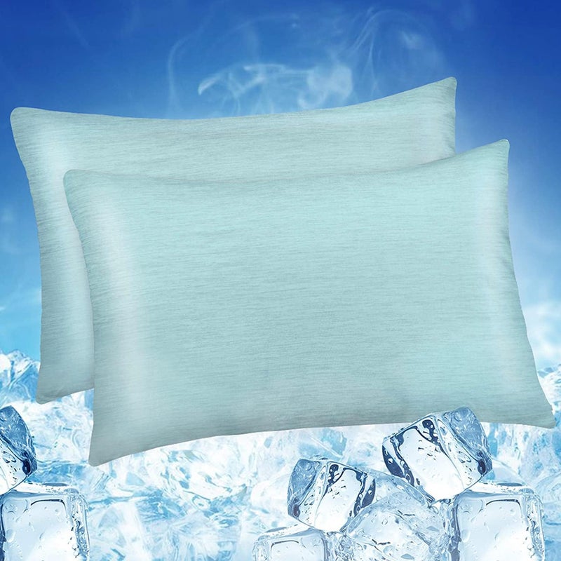LUXEAR 2 x Cooling Pillowcase 50 x 75 cm for Night Sweats, Super Soft Pillowcase, Japanese Arc-Chill Q-Max 0.4 Cooling Fibre + 100% Cotton, Breathable Pillowcase, Hidden Zip - Image 1