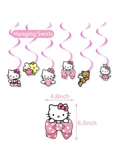 NIBEMINENT HelloKitty Theme Balloon Set with Happy Birthday Banner,Cake Topper,Hanging Spins,Perfect for Graduation Baby Shower Birthday Bachelorette Party Backdrop Decoration,Suitable for Indoor and Outdoor  - Image 4