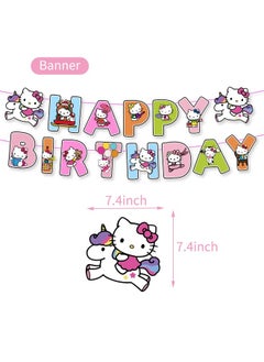 NIBEMINENT HelloKitty Theme Balloon Set with Happy Birthday Banner,Cake Topper,Hanging Spins,Perfect for Graduation Baby Shower Birthday Bachelorette Party Backdrop Decoration,Suitable for Indoor and Outdoor  - Image 5