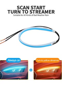 GROIC 2 PCs LED Car Under Hood Light Strip, Car Sequential Turn Signal Light, 17.7 Inch LED Strips Turning Light Guide Decorative Waterproof Daytime Exterior Decoration Accessories  - Image 2