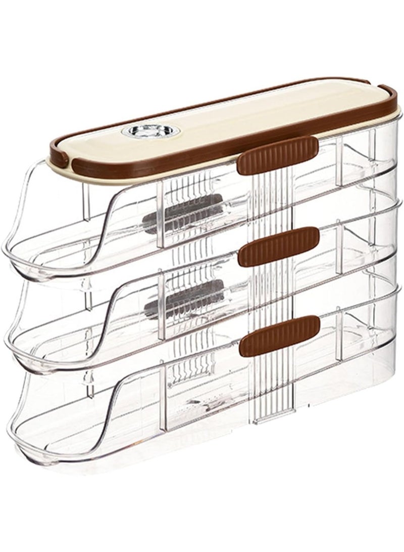 Rolling Egg Holder, 3-Layer Sliding Dispenser, 14x20x15 cm, Space-Saving Design, Large Capacity Egg Storage Container for Refrigerator Organization - Image 1
