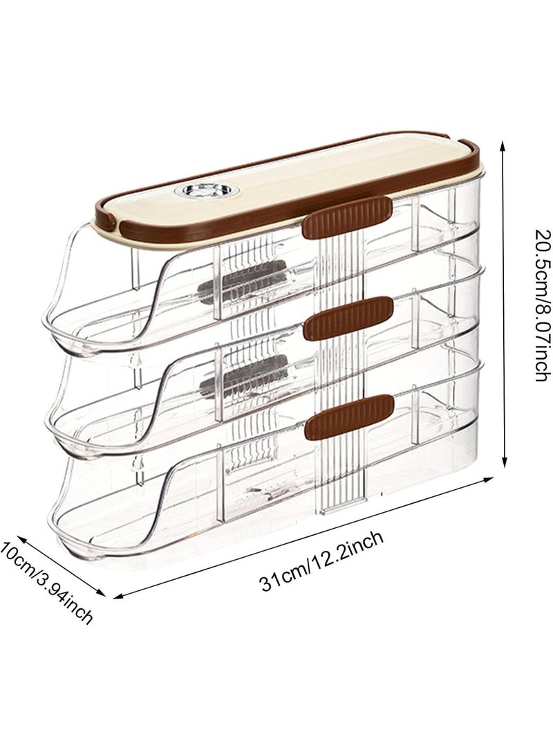 Rolling Egg Holder, 3-Layer Sliding Dispenser, 14x20x15 cm, Space-Saving Design, Large Capacity Egg Storage Container for Refrigerator Organization - Image 2