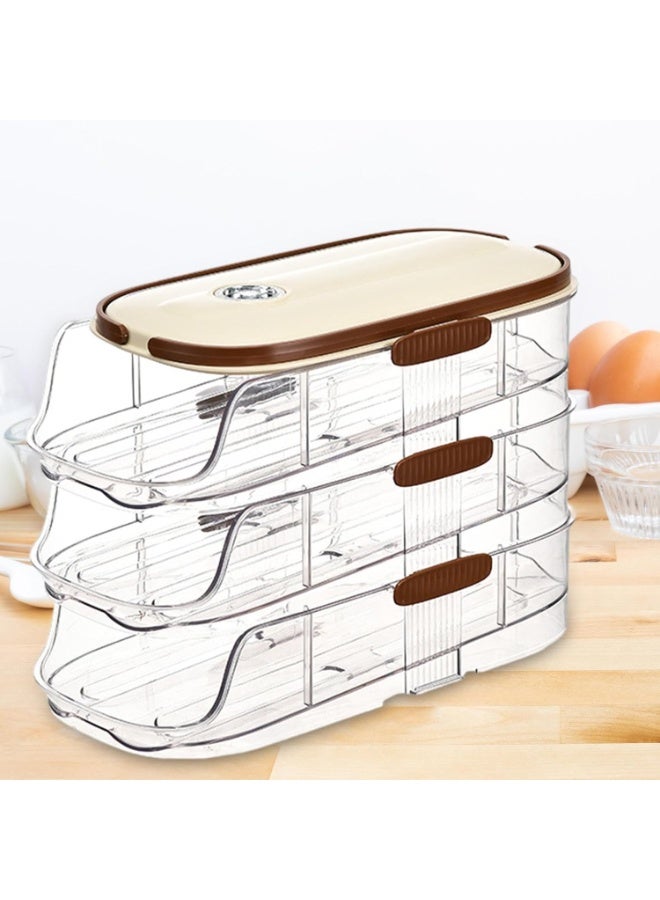 Rolling Egg Holder, 3-Layer Sliding Dispenser, 14x20x15 cm, Space-Saving Design, Large Capacity Egg Storage Container for Refrigerator Organization - Image 3