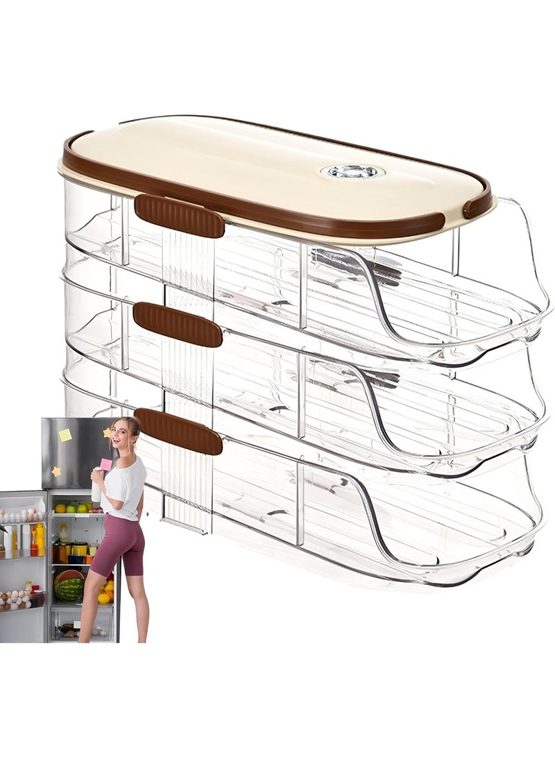 Rolling Egg Holder, 3-Layer Sliding Dispenser, 14x20x15 cm, Space-Saving Design, Large Capacity Egg Storage Container for Refrigerator Organization - Image 5