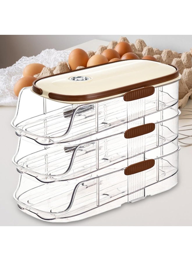 Rolling Egg Holder, 3-Layer Sliding Dispenser, 14x20x15 cm, Space-Saving Design, Large Capacity Egg Storage Container for Refrigerator Organization - Image 4