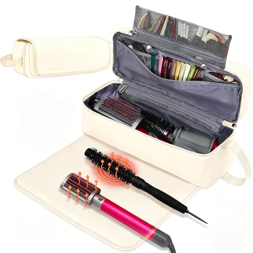 FAMOPLAY Hair Tools Travel Bag with Heat Resistant Mat Hair Styling Accessories Storage Case for Hair Dryer Flat Iron Straightener Curling Iron Haircare Accessories Travel Essentials for Women - Image 1