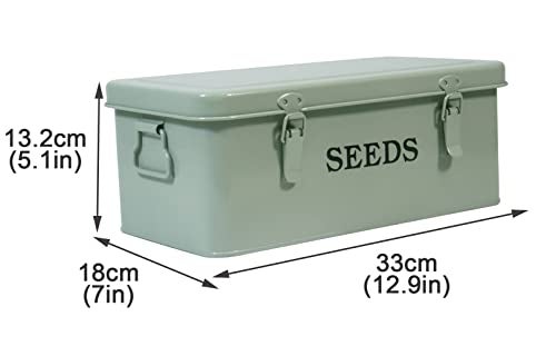 Xbopetda Seed Saving Box, Metal Seed Bin, Seed Storage Organizer Box, Seed Packet Container with Lid, Seed Envelope Storage Box, 4 Compartments Garden Seed Bin with Safety Locks-Green - Image 3