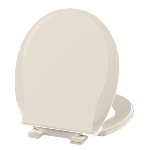 Aünsffer Round Toilet Seat Almond, Toilet Seat 16.5 inch Soft Close, Premium PP Material Easy Clean, B2B Available, Elegant Design, Almond - Image 1