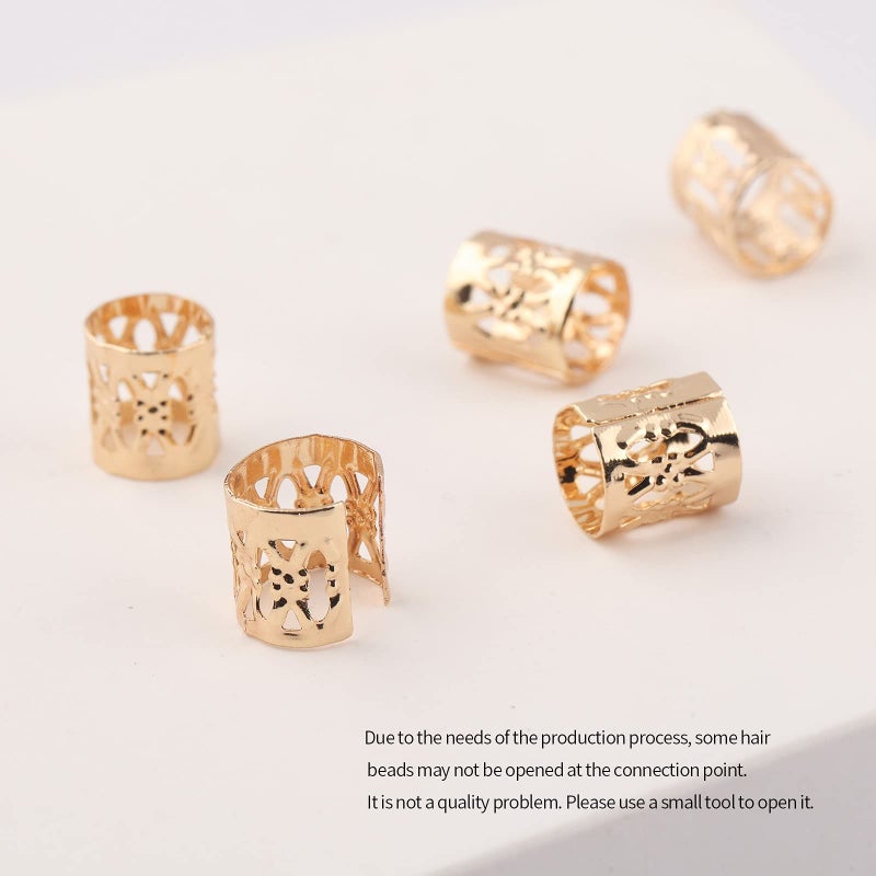 FRDTLUTHW 18Pcs Hair Accessories Loc Hair Jewelry for Women Braids, Dreadlock Beads Metal Hair Clips Decoration Gold(Multiple Styles)-style4 - Image 4