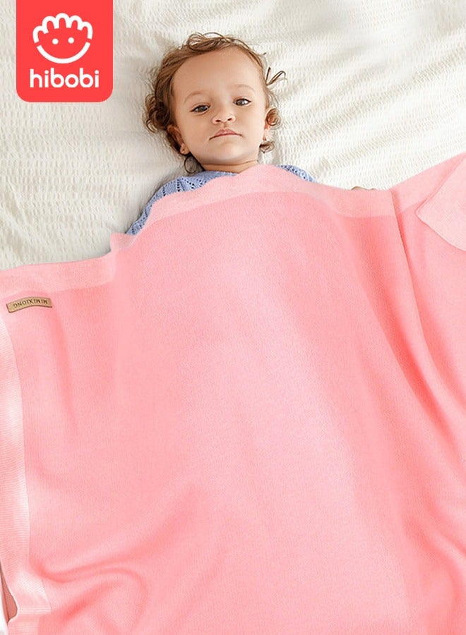 hibobi Solid Color Knitted Throw Blanket For Boys And Girls, Baby Windproof Cover - Image 1