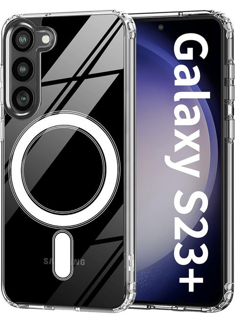 Magnetic Case for Samsung Galaxy S23 Plus 6.6-inch Compatible with MagSafe Wireless Charging, Shockproof Phone Bumper Cover, Anti-Scratch Clear Back (Clear)