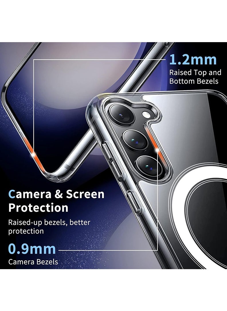 Theodor - Magnetic Case for Samsung Galaxy S23 Plus 6.6-inch Compatible with MagSafe Wireless Charging, Shockproof Phone Bumper Cover, Anti-Scratch Clear Back (Clear) - Image 1