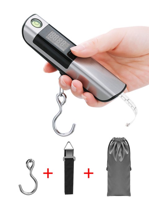 Luggage Scale, Digital Luggage Weight Scale, 110lb/50kg Hanging Suitcase Scale with Backlight LCD Display, Level Ruler and Tape Measure, for Travel, Household, with Hook