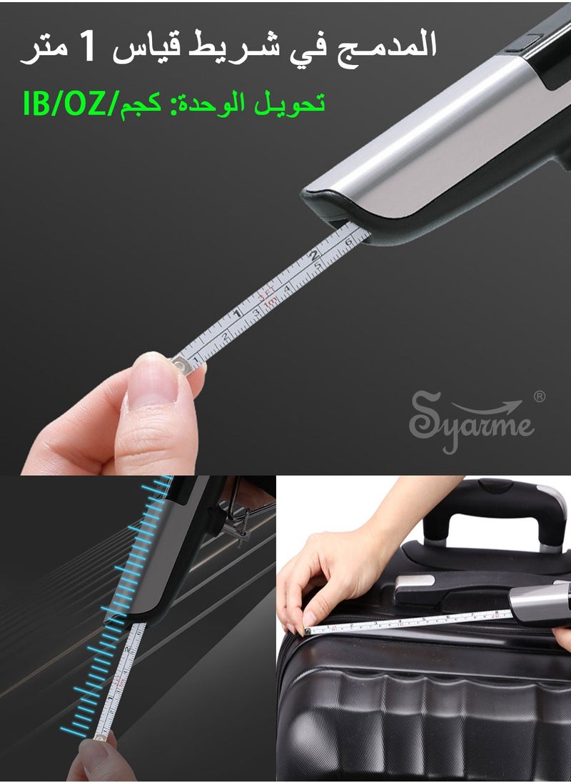 Luggage Scale, Digital Luggage Weight Scale, 110lb/50kg Hanging Suitcase Scale with Backlight LCD Display, Level Ruler and Tape Measure, for Travel, Household, with Hook