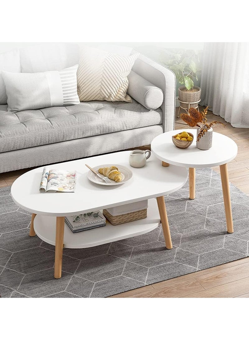 DubaiGallery Side table simple and modern corner sofa aesthetic standing table oval coffee table tea table wood floor design home furniture  - Image 1