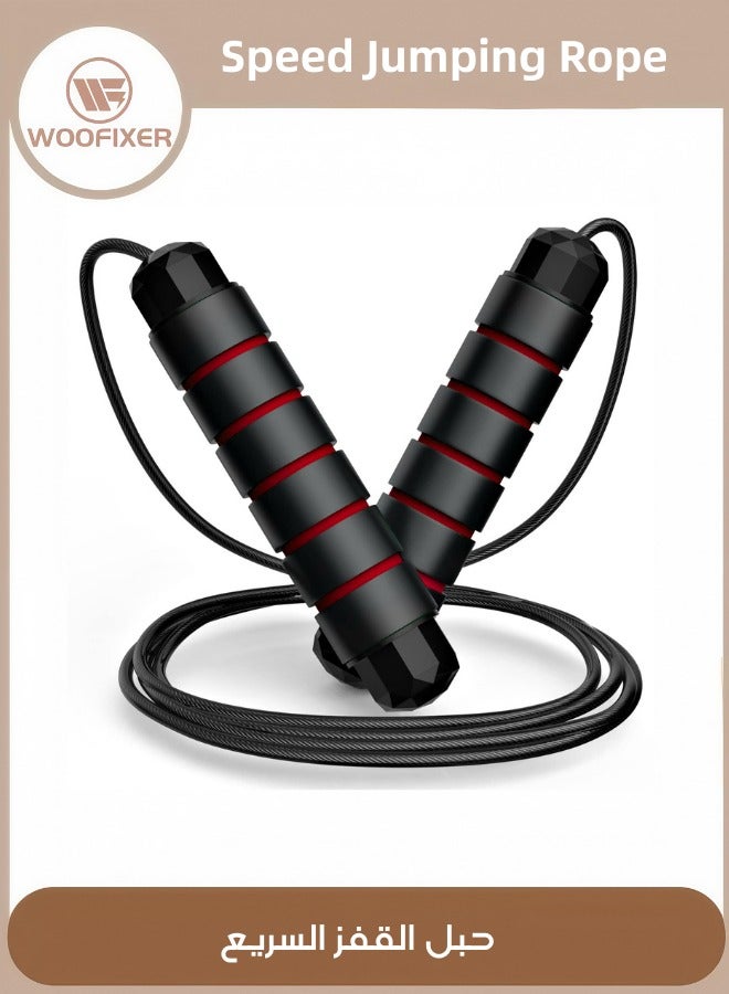 ووفيكسر حبل قفز، كابل حبل قفز سريع خالٍ من التشابك مع محامل كروية للنساء والرجال والأطفال، حبل قفز فولاذي قابل للتعديل مع مقابض إسفنجية لتمارين اللياقة البدنية في صالة الألعاب الرياضية المنزلية والجسم النحيف - Image 1