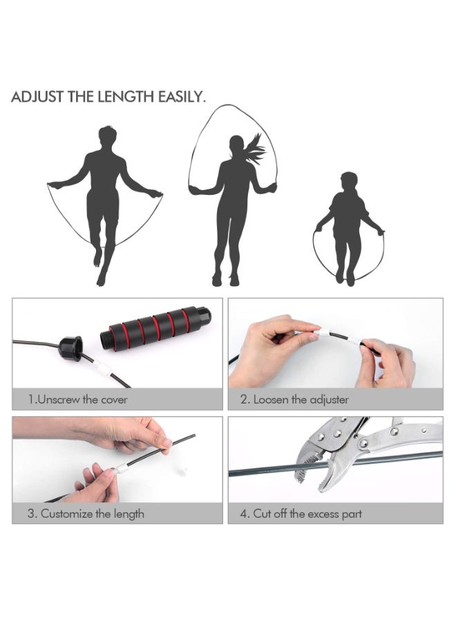 ووفيكسر حبل قفز، كابل حبل قفز سريع خالٍ من التشابك مع محامل كروية للنساء والرجال والأطفال، حبل قفز فولاذي قابل للتعديل مع مقابض إسفنجية لتمارين اللياقة البدنية في صالة الألعاب الرياضية المنزلية والجسم النحيف - Image 5