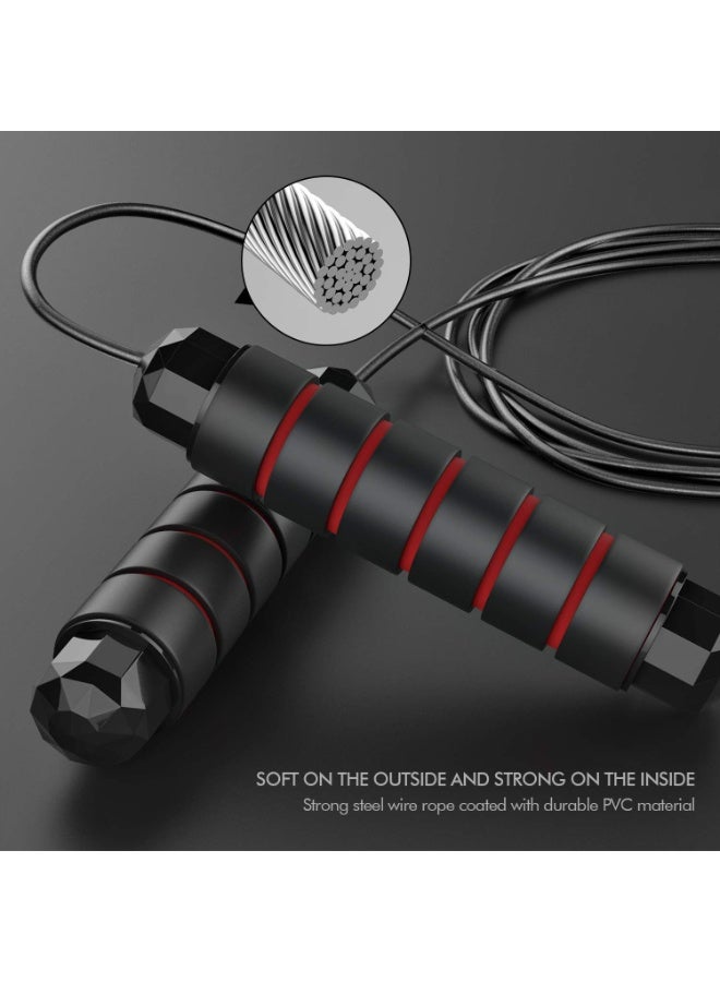 ووفيكسر حبل قفز، كابل حبل قفز سريع خالٍ من التشابك مع محامل كروية للنساء والرجال والأطفال، حبل قفز فولاذي قابل للتعديل مع مقابض إسفنجية لتمارين اللياقة البدنية في صالة الألعاب الرياضية المنزلية والجسم النحيف - Image 4