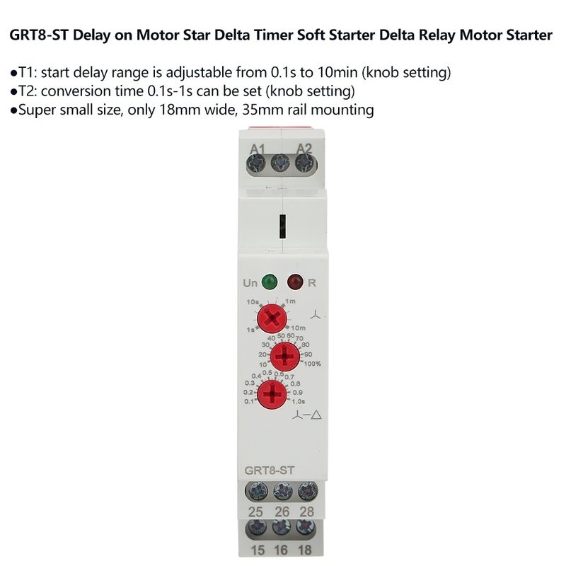 موقت تأخير المحرك نجم دلتا GRT8‑ST - بدء مبهر النهائي - ريل دلتا - بدء المحرك (AC380 فولت، AC400 فولت، AC415 فولت) - Image 3