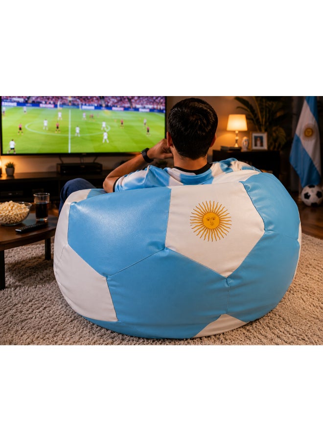 Fatbag Argentina Football Style Bean Bag | Argentina Flag Print | Faux Leather | Filled Bean Bag for Kids & Adults - Image 4