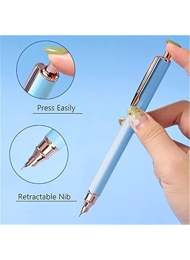 Generic Press Fountain | 4 Color Retractable Extra Fine 0.38-0.8 Nib Metal Matte Black Ink with Converter for Writing Drawing Journaling Note Taking Home, Aesthetic Pens  - Image 5