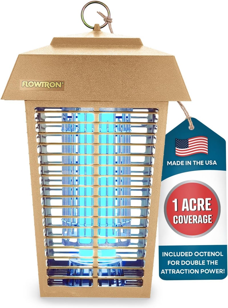 Flowtron Bug Zapper, 1 Acre of Outdoor Coverage with Powerful 40W Bulb & 5600V Instant Killing Grid, Electric Insect, Fly & Mosquito Zapper, Made in The USA - Tan Color - Image 1
