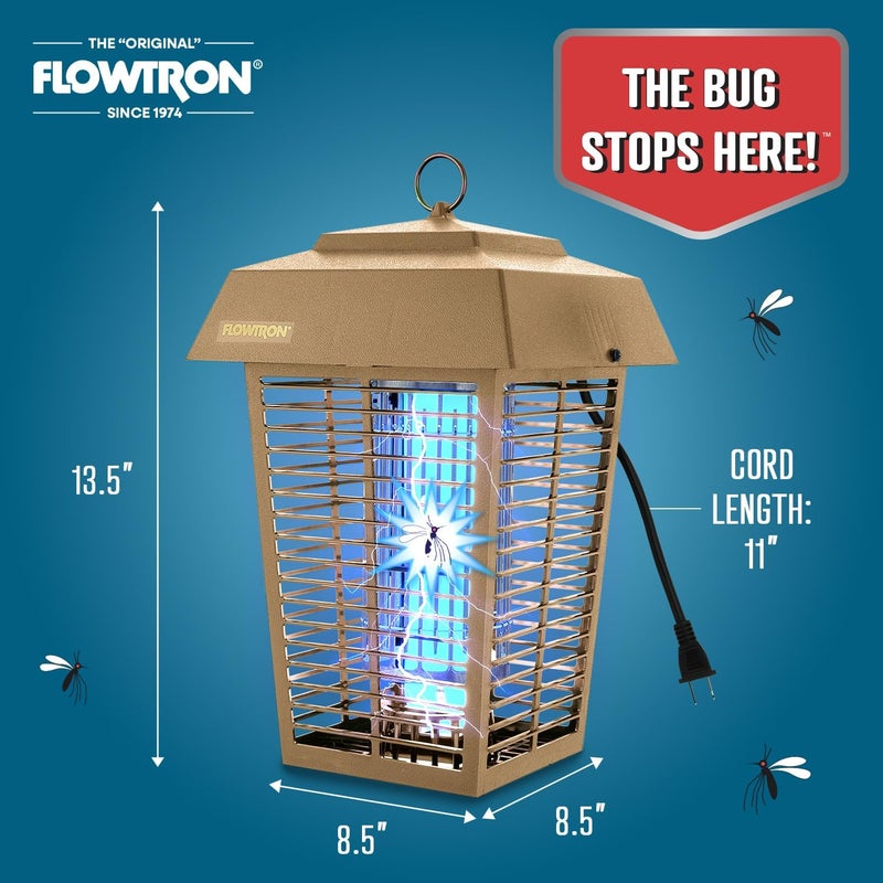 Flowtron Bug Zapper, 1 Acre of Outdoor Coverage with Powerful 40W Bulb & 5600V Instant Killing Grid, Electric Insect, Fly & Mosquito Zapper, Made in The USA - Tan Color - Image 5