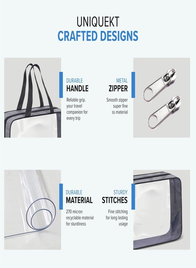 CRASOME PVC Set of 3 Multipurpose Transparent Toiletry Bag for Unisex, Wash Bag Pouch for Travel Kit | Travel Pouch for Makeup Cosmetic, Travel Organizer for Toiletries (CTSP1-3Q-Grey) - Image 3