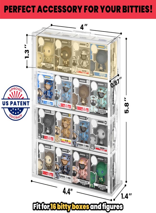 Janaden Acrylic Bitty Display Protector Case Compatible with Funko Bitty Pop, Clear Bitties Figure Collection Display Stand, 4 Tiered Mini Figurines Shelf for Bittys Collectible, Miniature Figures Storage Box - Image 2