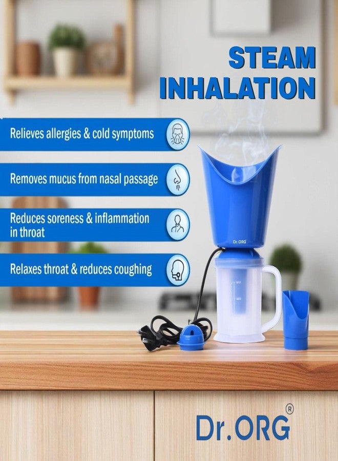 Dr. ORG 3 in 1 steamer for cold and cough, vaporizer steamer for cough,cold and facial, steam inhaler & vapourisers for adult - Blue (Pack of 1) - Image 5