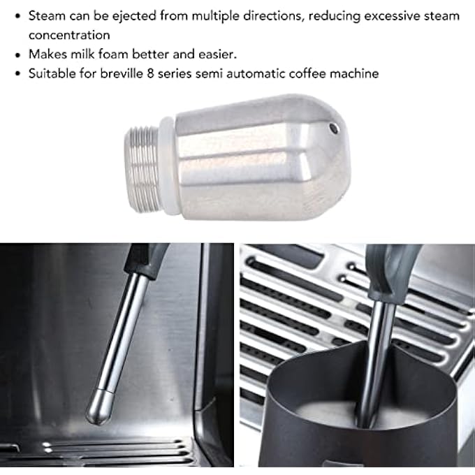 ريحني رأس فوهة البخار بثلاثة فتحات ماكينة قهوة من الفولاذ المقاوم للصدأ عالمي، فوهة فوهة حليب سهلة التنظيف، استبدال فوهة بخار لبار القهوة المنزلي معظم ماكينات الإسبريسو - Image 5