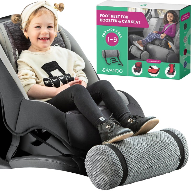 Swanoo, Car Seat Foot Rest for Kids Car Seat Accessories Leg Rest for Car Seat Kids Car Foot Rest with Extra Long Straps Adjusts to Any Carseat Or Toodlers Booster Seat by SWANOO, Grey, 1.0 Count - Image 1