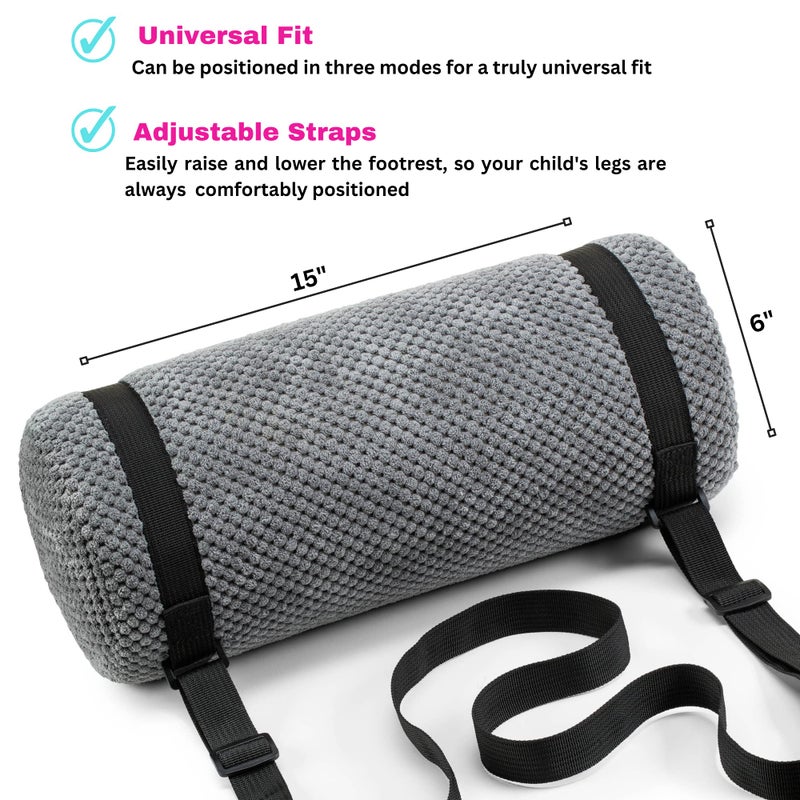 Swanoo, Car Seat Foot Rest for Kids Car Seat Accessories Leg Rest for Car Seat Kids Car Foot Rest with Extra Long Straps Adjusts to Any Carseat Or Toodlers Booster Seat by SWANOO, Grey, 1.0 Count - Image 3