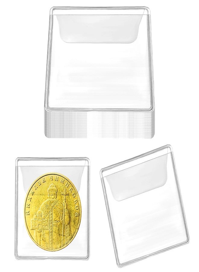 Aysatogc 50PCS Single Pocket Coin Sleeves, 2.1 x 2.1 Inches Clear Coin Protectors Clear PVC Coins Pocket Holder Small Pouches for Jewelry Storage, Coins Stamp Collection - Image 1