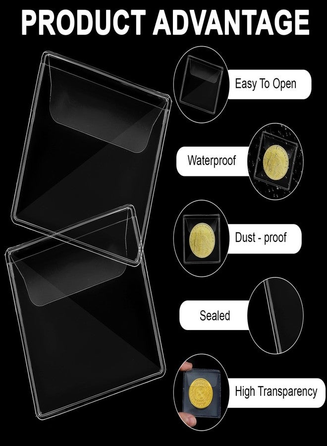 Aysatogc 50PCS Single Pocket Coin Sleeves, 2.1 x 2.1 Inches Clear Coin Protectors Clear PVC Coins Pocket Holder Small Pouches for Jewelry Storage, Coins Stamp Collection - Image 3