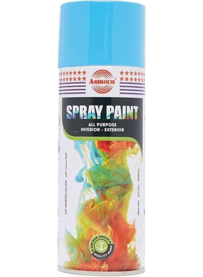Asmaco Spray Paint Quick Drying Smooth High Gloss Interior Exterior Wood Plastic Metal Automotive Non fading 400ML (Light Blue) - Image 1