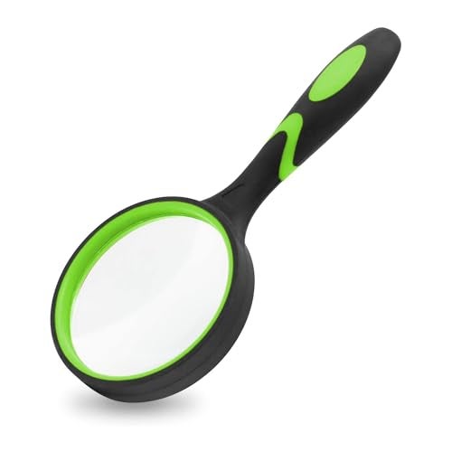 oddpod™ 8X Handheld Magnifying Glass with Large 75mm Lens & Non-Slip Soft Rubber Handle for Book Newspaper Reading, Insect and Hobby Observation, Classroom Science (Green) - Image 1