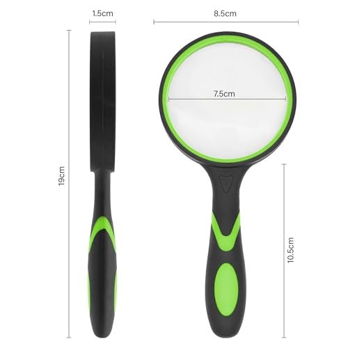 oddpod™ 8X Handheld Magnifying Glass with Large 75mm Lens & Non-Slip Soft Rubber Handle for Book Newspaper Reading, Insect and Hobby Observation, Classroom Science (Green) - Image 3