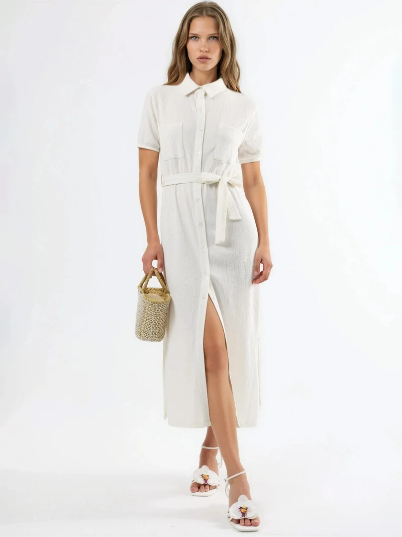 Busem BUSEM Belted Midi Shirt Dress