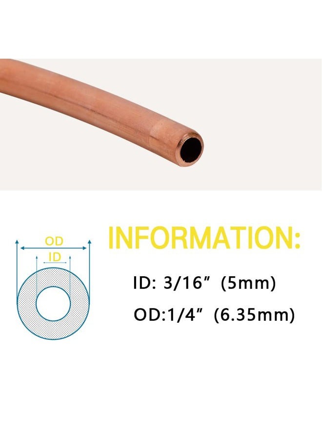 Tynulox Pure Copper Tubing 1/4" OD × 3/16" ID × 3FT Length Refrigeration Tubing Soft Coil 110 Copper Tube Seamless Round Tubing for Jewellery and Industry - Image 2