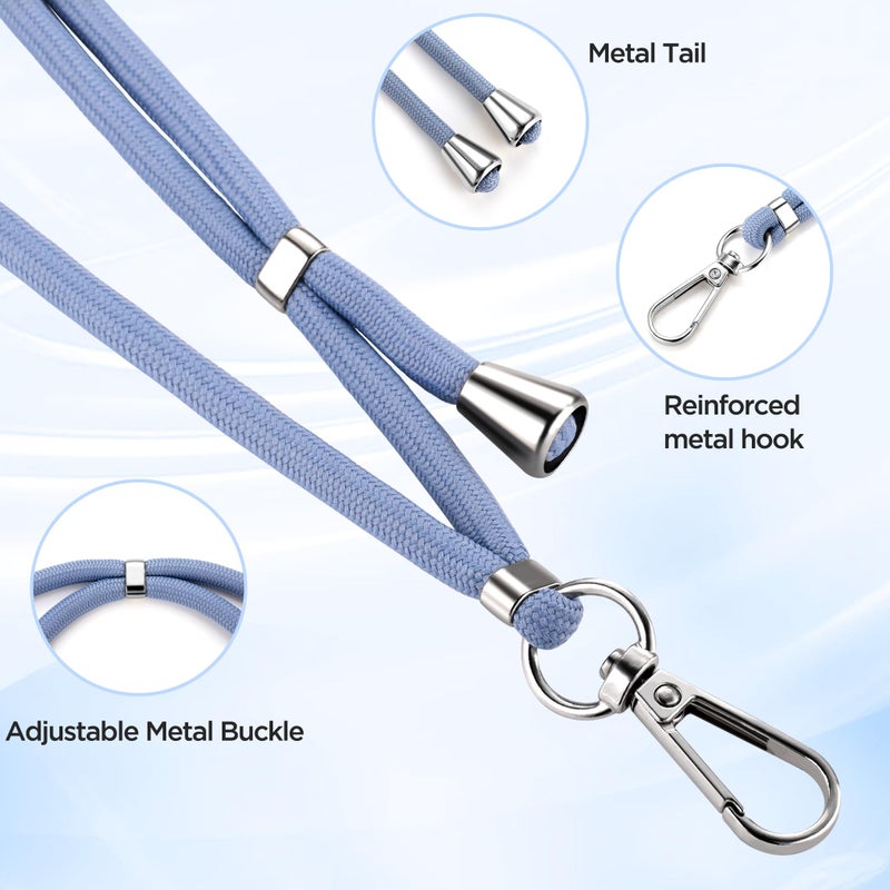 CACOE Phone Lanyard-2 PCS Adjustable Neck Strap,Universal Crossbody Multifuctional Cell Phone Lanyards Compatible with Most Smartphones(Black+Light Blue) - Image 3