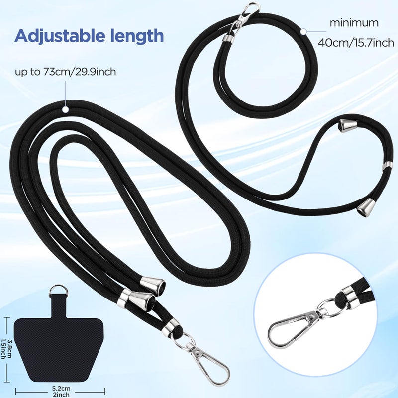 CACOE Phone Lanyard-2 PCS Adjustable Neck Strap,Universal Crossbody Multifuctional Cell Phone Lanyards Compatible with Most Smartphones(Black+Light Blue) - Image 4