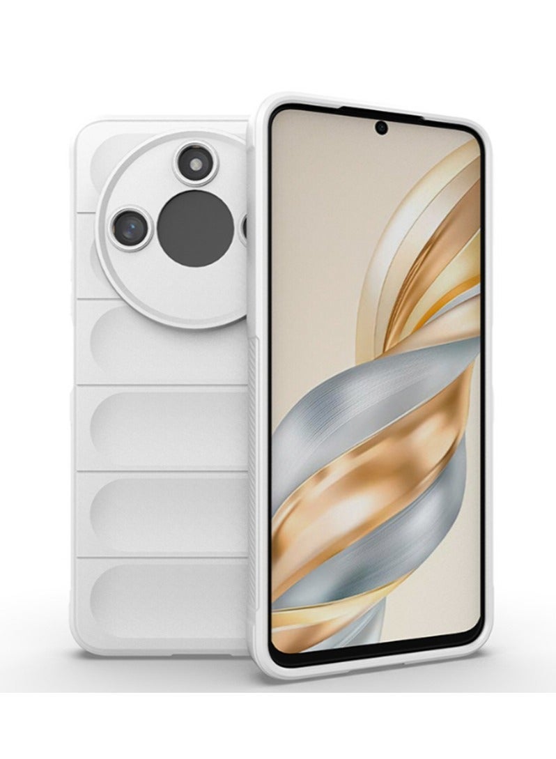 for Honor X9c Smart 5G Case Cover, Heavy Duty 4D Striped Pattern Sensory Soft Silicone Full Portection Shockproof Phone Case for Honor X9c Smart 5G, White