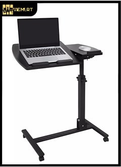 WEMART Bedside Table,Laptop table,Foldable laptop table,Movable table with Wheels Height Adjustable Tray Table for Laptop Table,Sofa Side Table (Black)  - Image 1