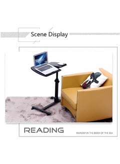 WEMART Bedside Table,Laptop table,Foldable laptop table,Movable table with Wheels Height Adjustable Tray Table for Laptop Table,Sofa Side Table (Black)  - Image 4