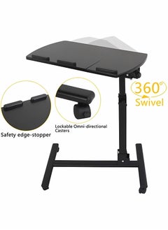 WEMART Bedside Table,Laptop table,Foldable laptop table,Movable table with Wheels Height Adjustable Tray Table for Laptop Table,Sofa Side Table (Black)  - Image 5