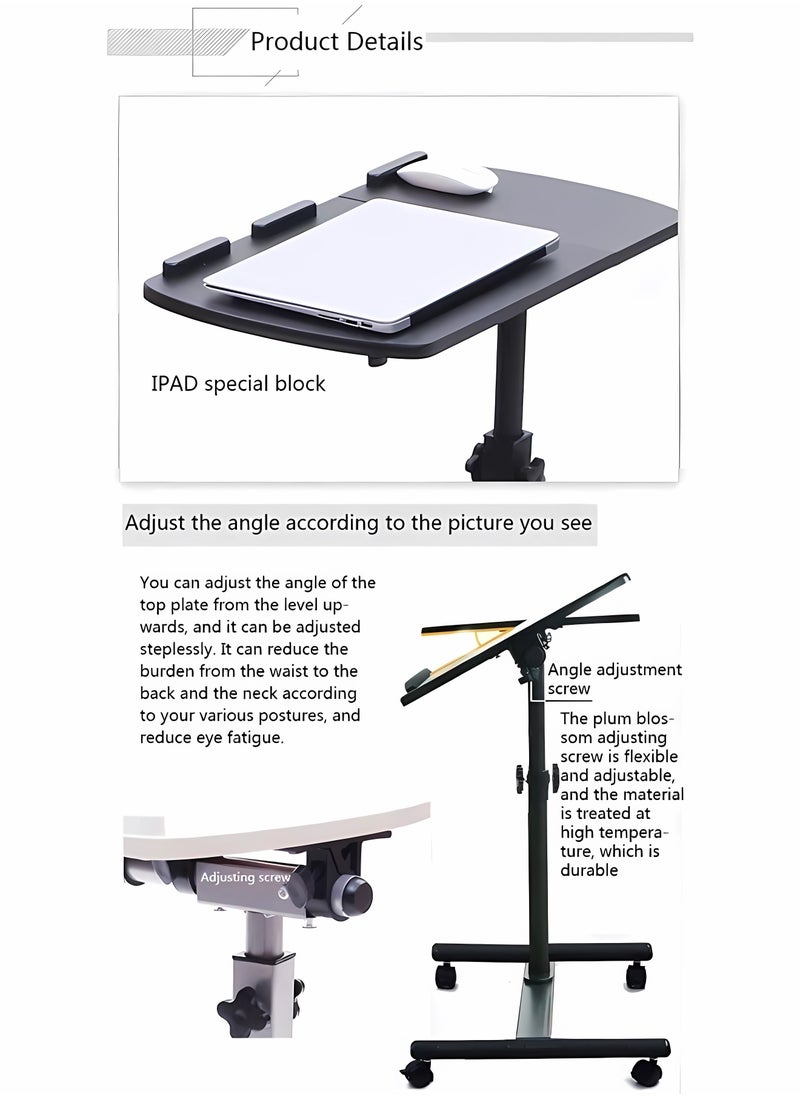 WEMART - Bedside Table,Laptop table,Foldable laptop table,Movable table with Wheels Height Adjustable Tray Table for Laptop Table,Sofa Side Table (Black) - Image 1