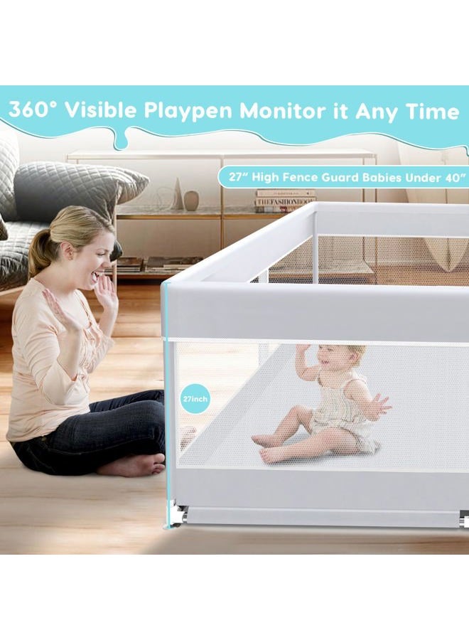 Fshibila Baby Playpen, 50x50 Inch, Grey, Baby & Toddler Playard, Sturdy Safety Play Yard with Soft Breathable Mesh, Anti-Fall - Image 3