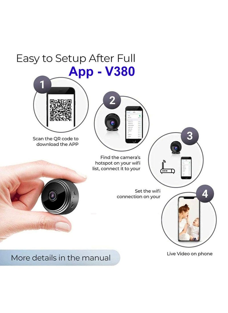 TECHNOVIEW TECHNOVIEW Diamond Series Mini Magnet Camera WiFi Wireless HD 1080P Camera for Home Small Security Camera Night Vision Motion Detection Builtin Battery V380 Pro App  - Image 2