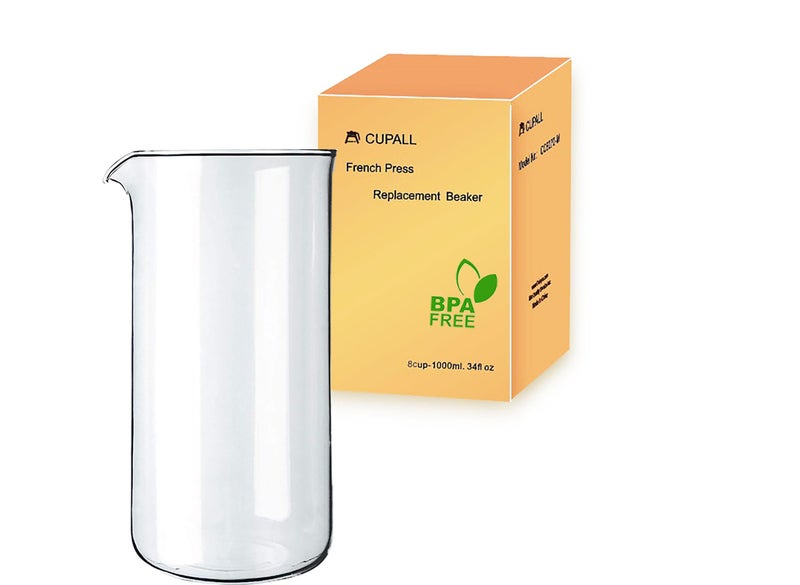 French Press glass Beaker 34 oz compatible with Bodum BaykaUtopia most of 34oz french press in market Borosilicate 33 Glass Universal Replacement Beaker for Coffee and Tea Makers